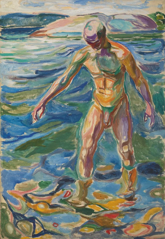 Hombre bañándose