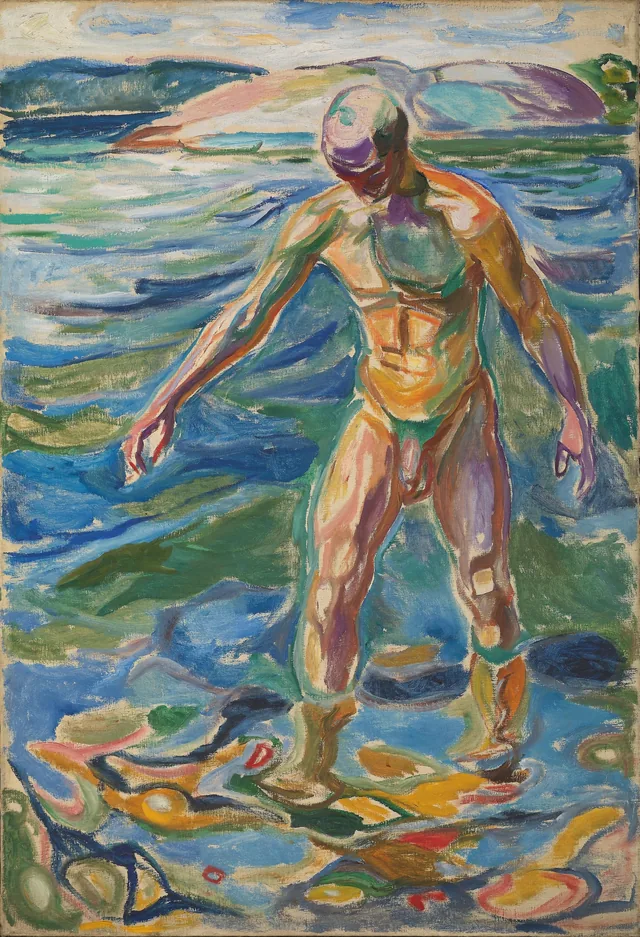 水浴する男