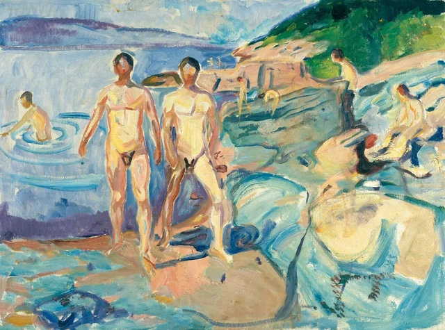 Hombres bañándose