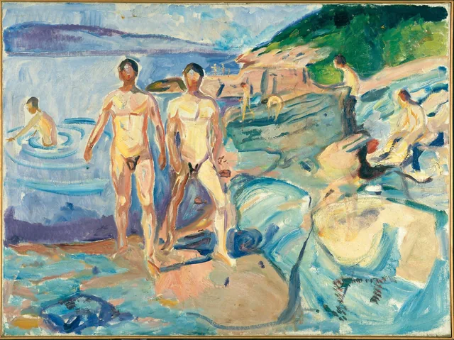 水浴する男たち