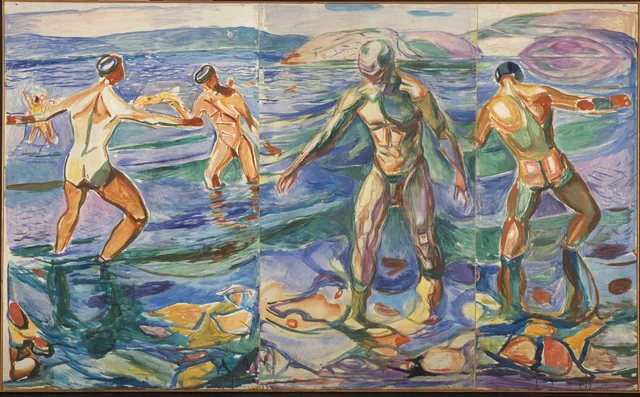 水浴する男たち