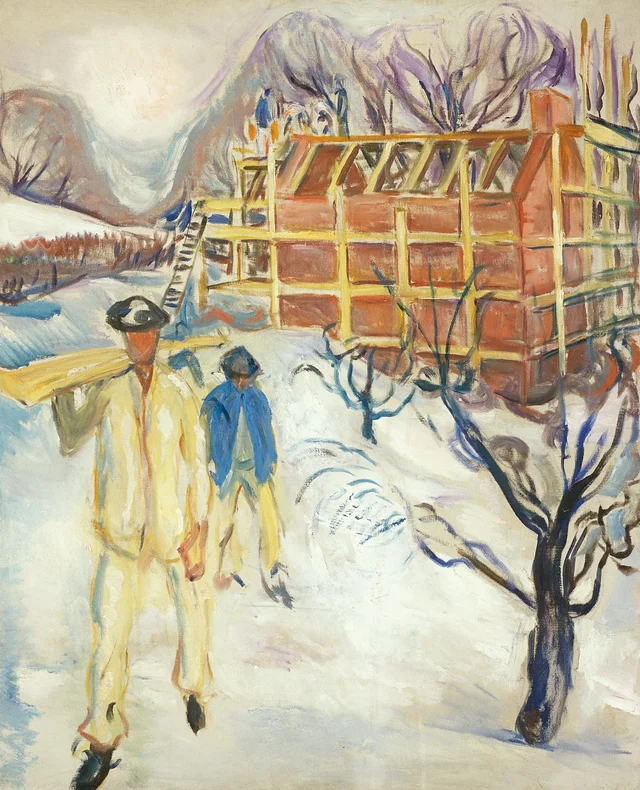 Building Workers in Snow, Edvard Munch