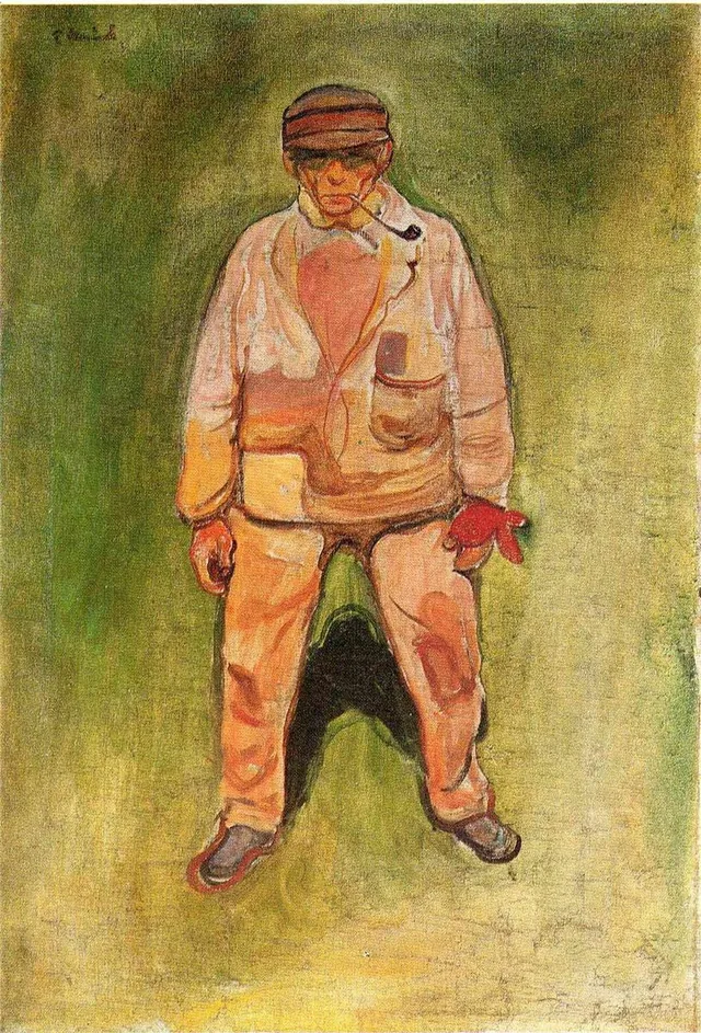 緑の草原の漁師