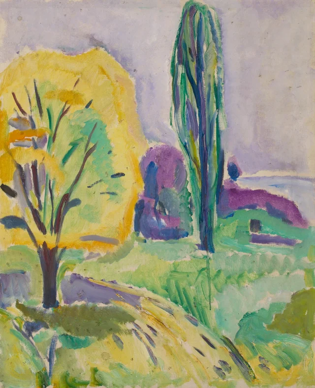 Árbol amarillo y verde
