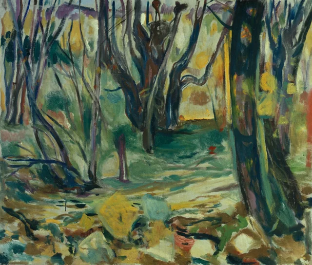 Bosque de olmos en otoño
