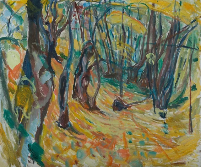 Bosque de olmos en otoño