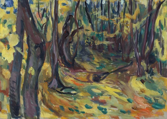 Bosque de olmos en otoño