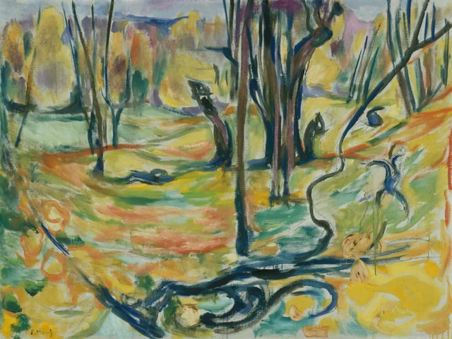 Bosque de olmos en otoño