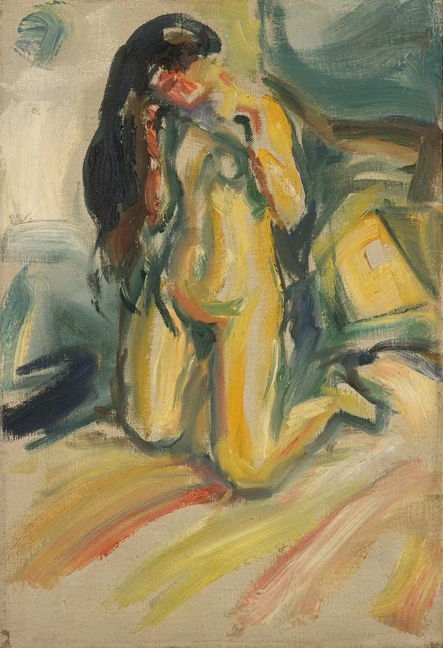 Desnudo arrodillado