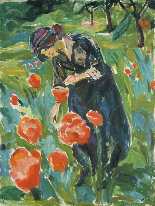 Mujer con amapolas