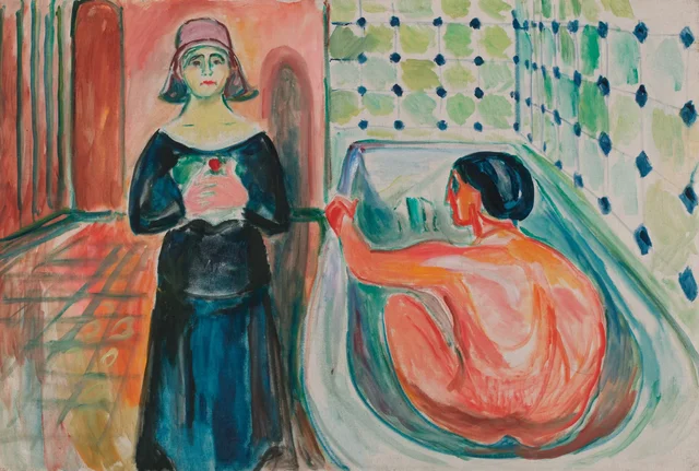 Marat en su bañera y Charlotte Corday