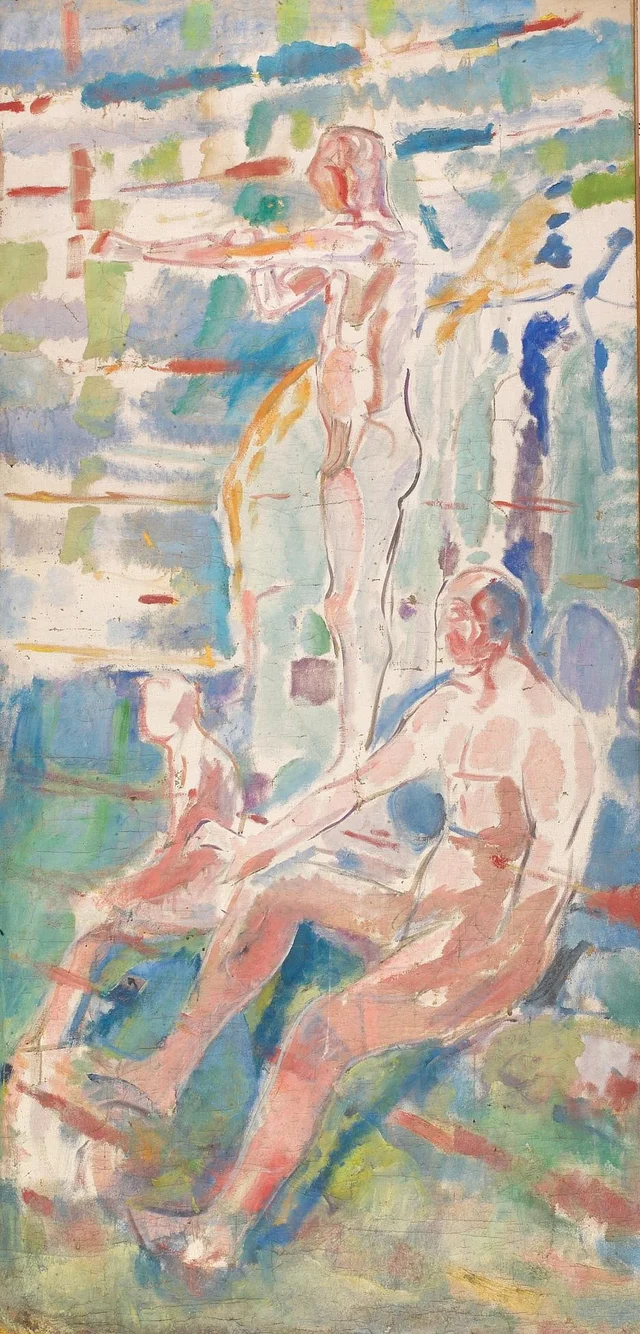 Hombres vueltos hacia el sol