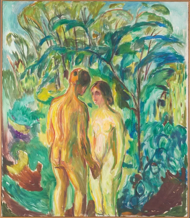 森の中の裸の男と女