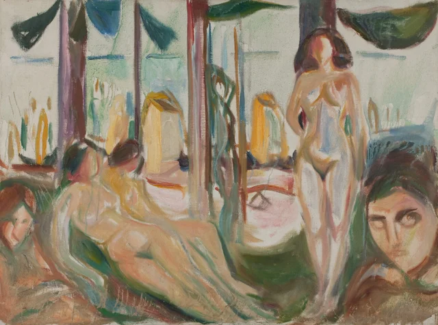 Mujeres desnudas junto al mar