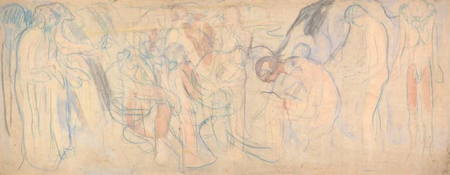 Hombres desnudos en un paisaje