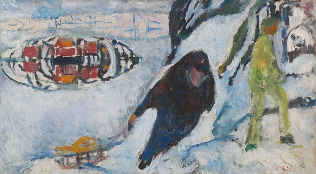 Subiendo la cuesta con un trineo, Edvard Munch