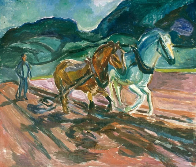 Caballos arando