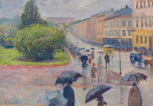 Día de lluvia en Karl Johan