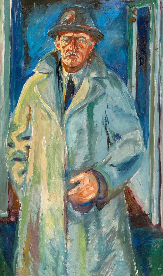 Self-Portrait in Hat and Coat, Edvard Munch