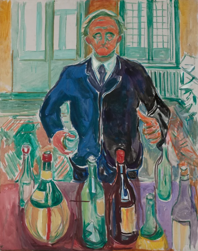 Autorretrato con botellas