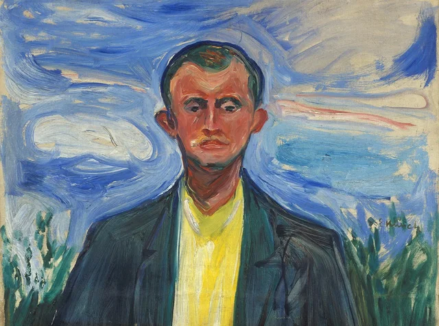 Autorretrato sobre fondo de cielo azul