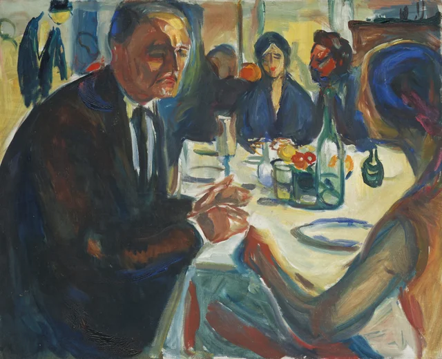 Self-Portrait at the Wedding Table, Edvard Munch
