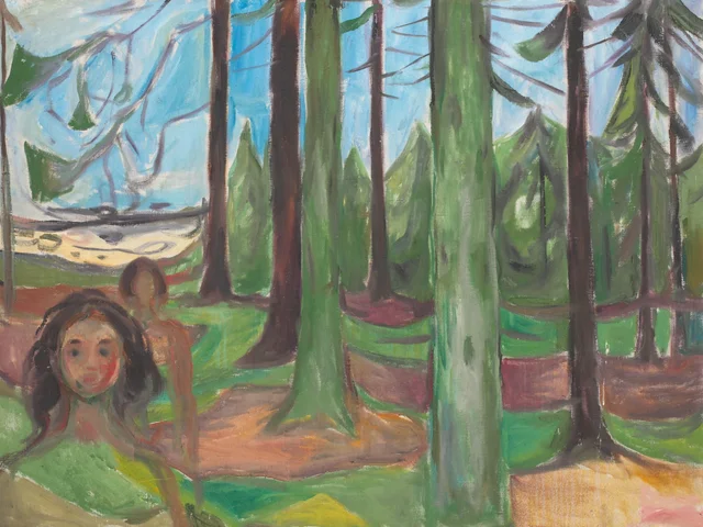 Bosque con dos figuras