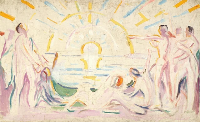 El sol y los hombres desnudos despertándose