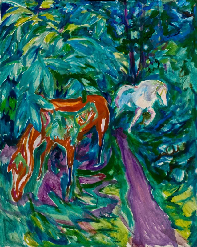 Dos caballos en el bosque
