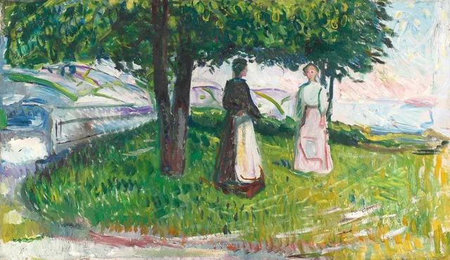 Dos mujeres bajo un árbol