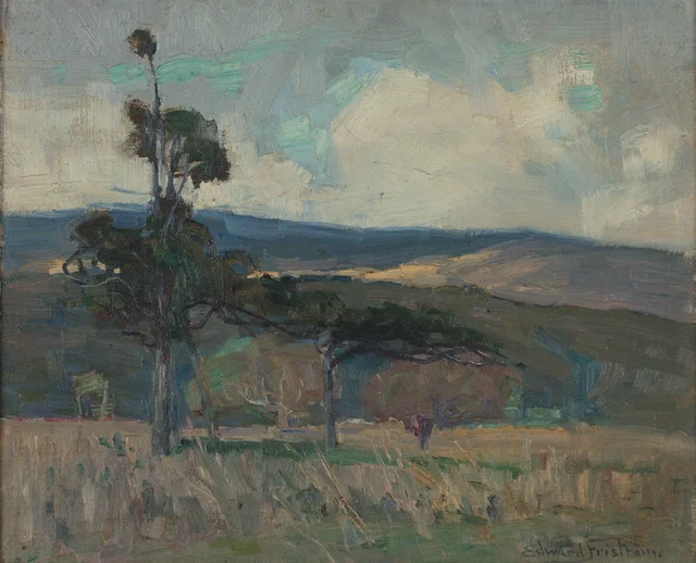 Paisagem com árvores açoitadas pelo vento