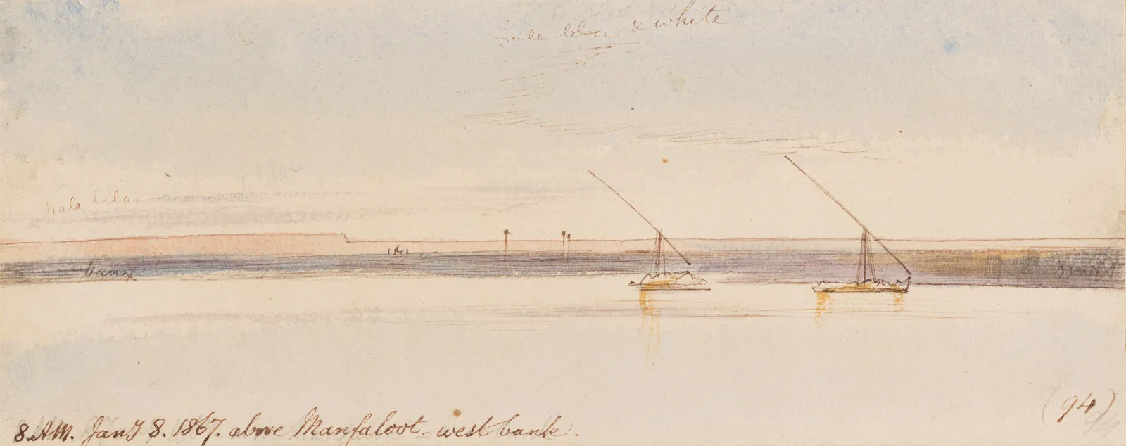 Por encima de Manfaloot, 8:00 h, 8 de enero de 1867 (94), Edward Lear