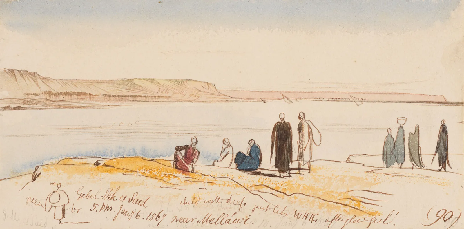 Gebel Shk. es Said, cerca de Mellawi, 17:00 h, 6 de enero de 1867 (90), Edward Lear