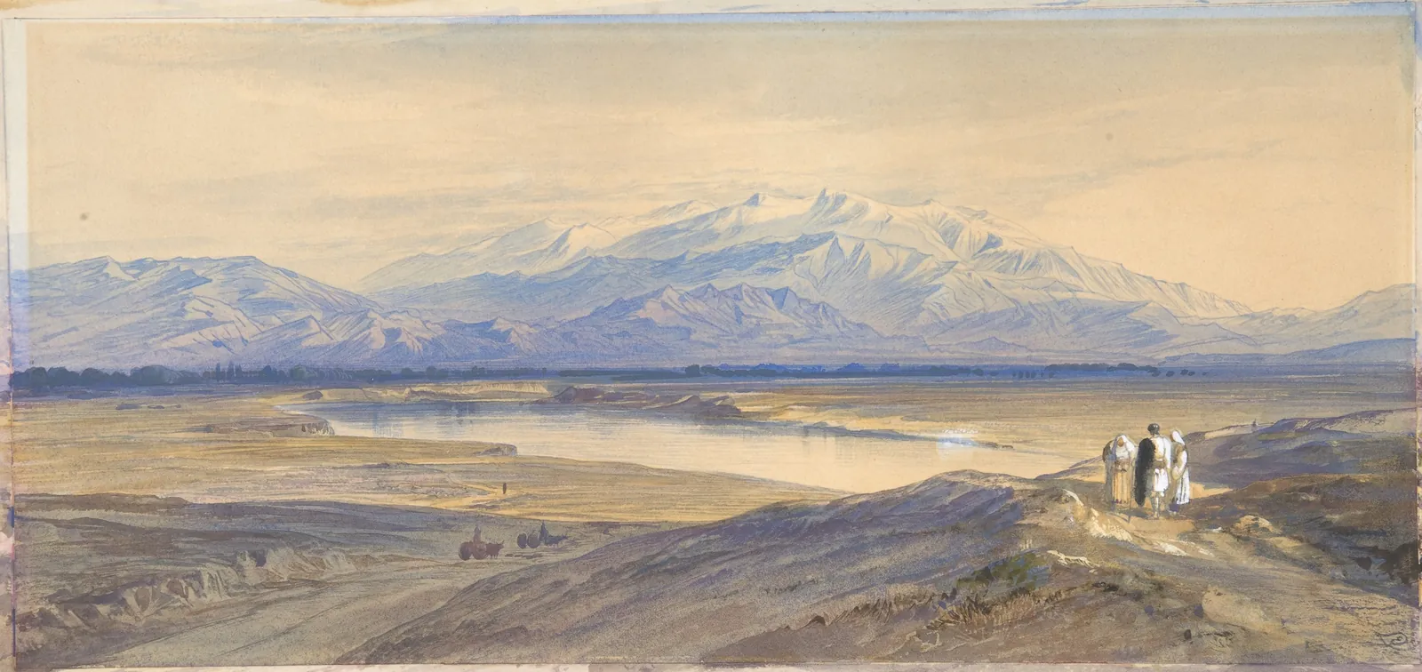 El monte Olimpo visto desde Larisa, Tesalia, Grecia, Edward Lear