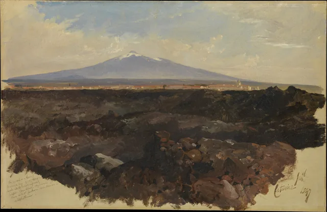 Catania and Mount Etna, Edward Lear