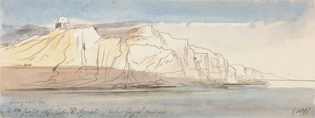 Gebel el Azerat (en dessous de Girgeh, côté est), Edward Lear