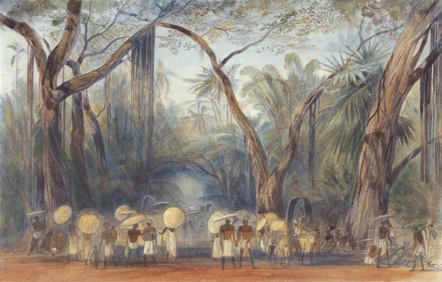 Pessoas na estrada perto de Calicute, Malabar