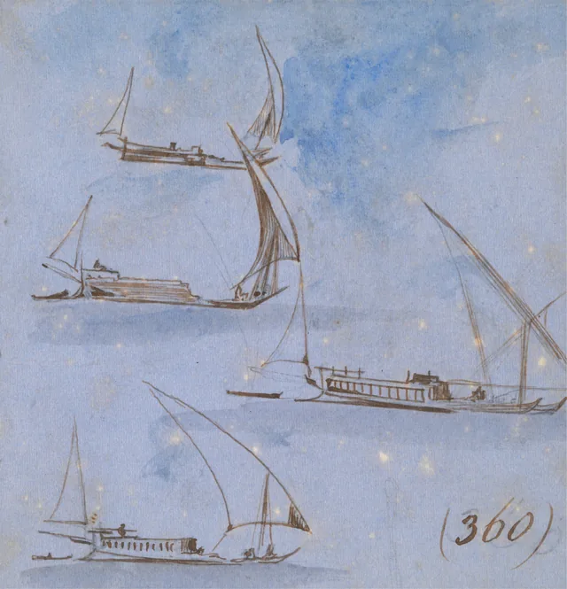 Estudos de barcos no Nilo