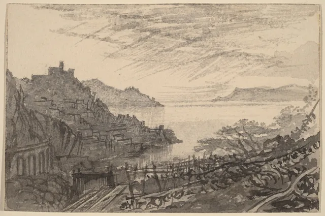 Vista de uma baía a partir de uma colina (Amalfi), Edward Lear