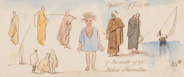 Ye Parienls of ye Welud Sleimann, Assioott [Assiut], 9 de janeiro de 1867 (84D), Edward Lear