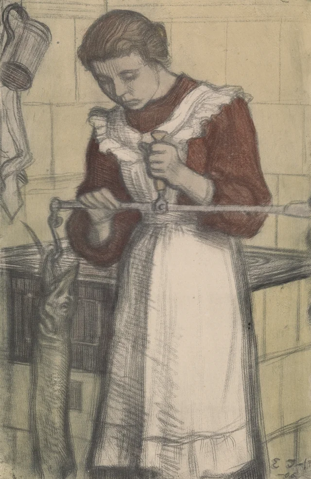 En la cocina (Muchacha pesando un lucio)