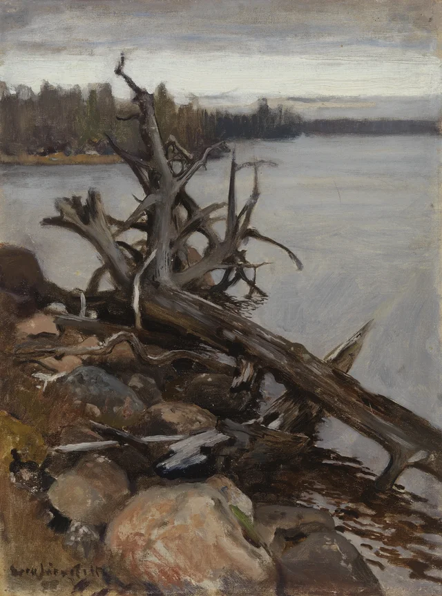 Pino muerto en el agua de la orilla, Eero Järnefelt