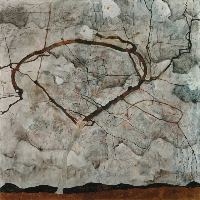 Árbol de otoño en el aire agitado (Árbol de invierno), Egon Schiele