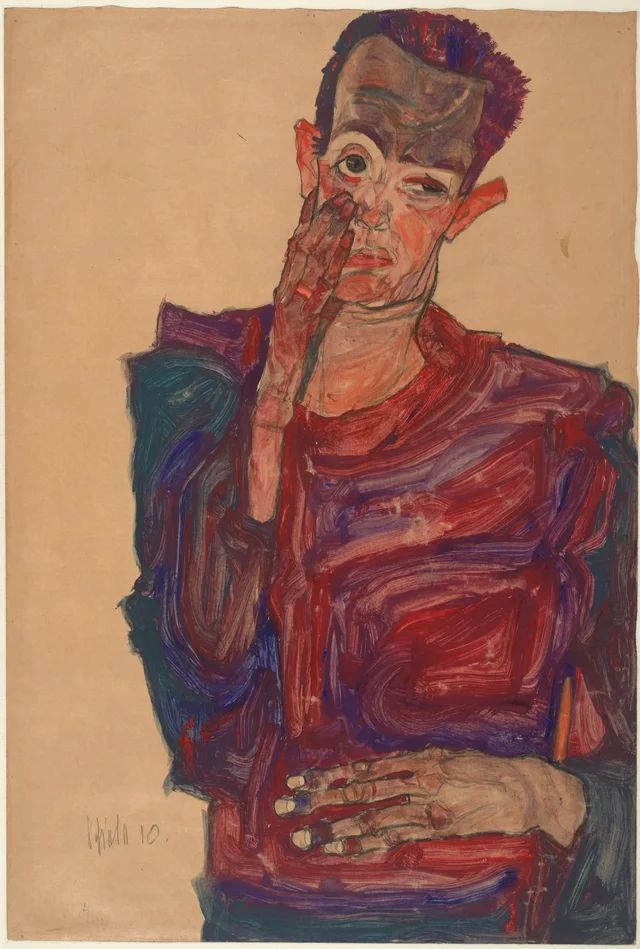 Self-Portrait with Eyelid Pulled Down, Egon Schiele