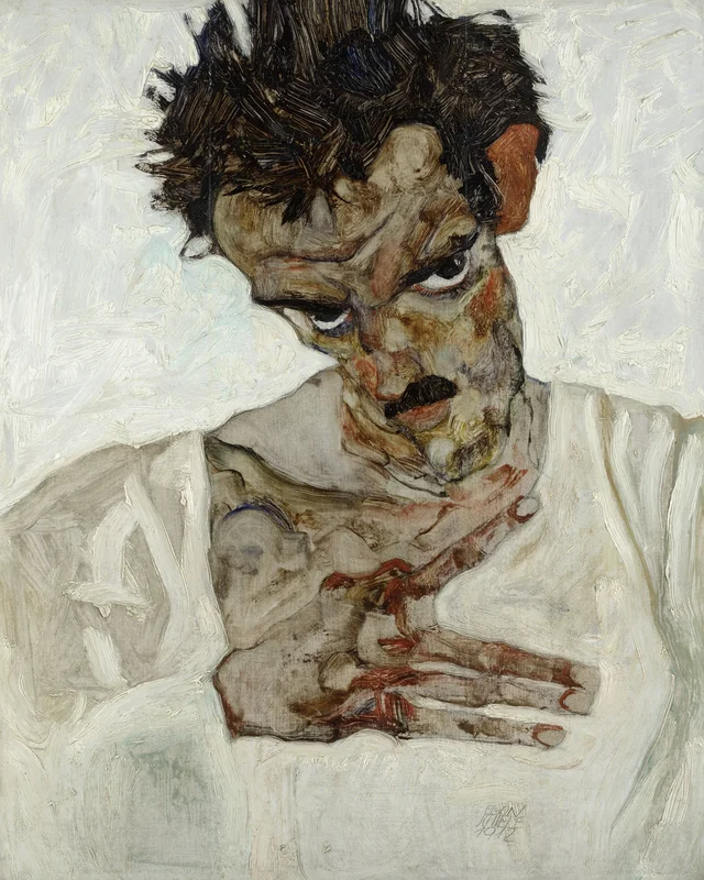 Autorretrato con la cabeza inclinada, Egon Schiele