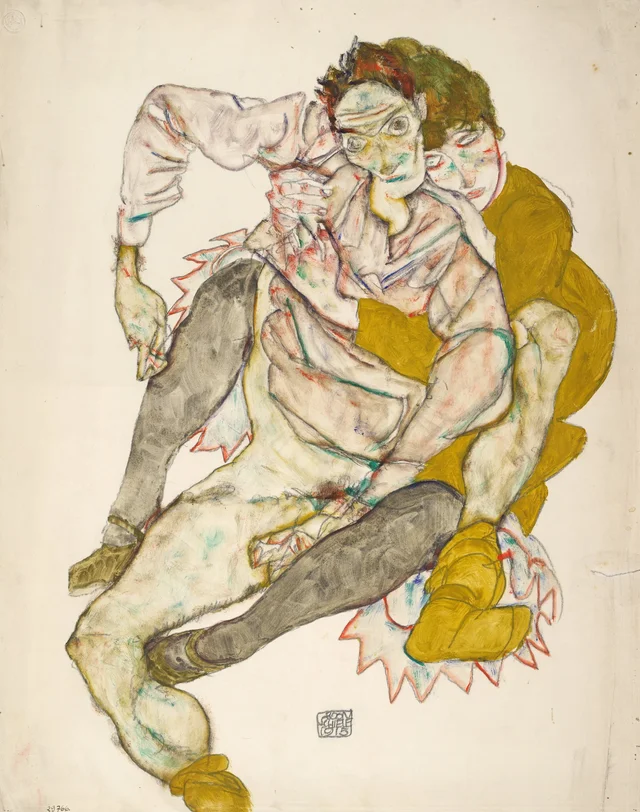 Pareja sentada, Egon Schiele