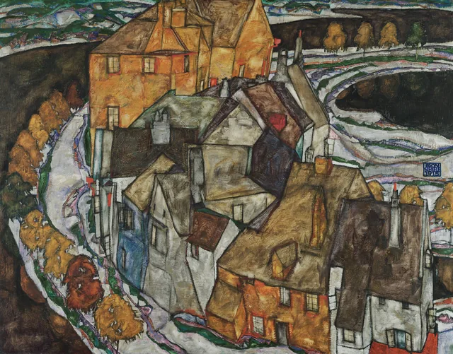 Croissant de maisons II (Ville-île), Egon Schiele