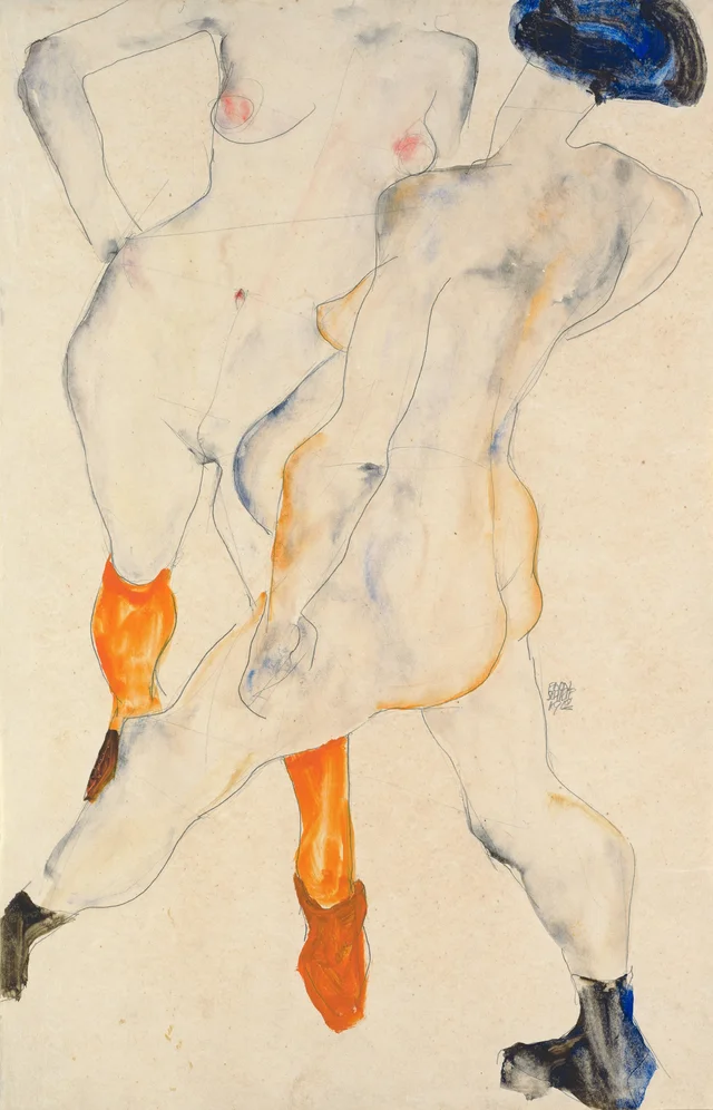 Dos desnudos femeninos de pie