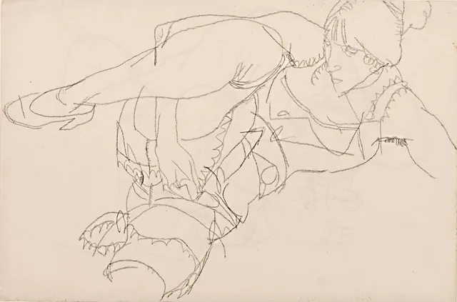 Reclining Woman with Raised Right Leg, Egon Schiele