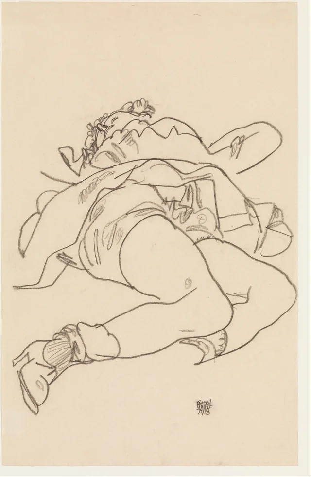 Reclining Woman with Raised Skirt, Egon Schiele